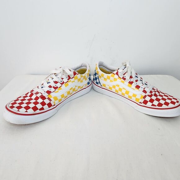 Vans Old Skool Checkerboard Red Yellow Blue Kids Sneakers Youth Size 5.5 - Picture 4 of 6